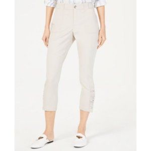 NWT INC Women's Beige Curvy Ruched-hem Pants Size 2